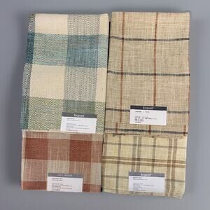 4 Kravet Plaid Polyester Blend Aqua Orange Fabric Samples 24"x24"